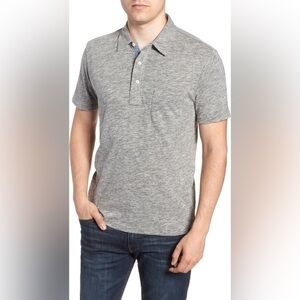 Faherty Brand Heather Short Sleeve Polo Shirt in Grey
